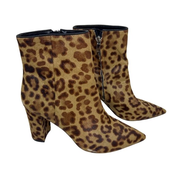 Marc Fisher LTD Ulanily Women’s 7.5 Leopard Print Ankle Booties Pointed Toe - Picture 1 of 11